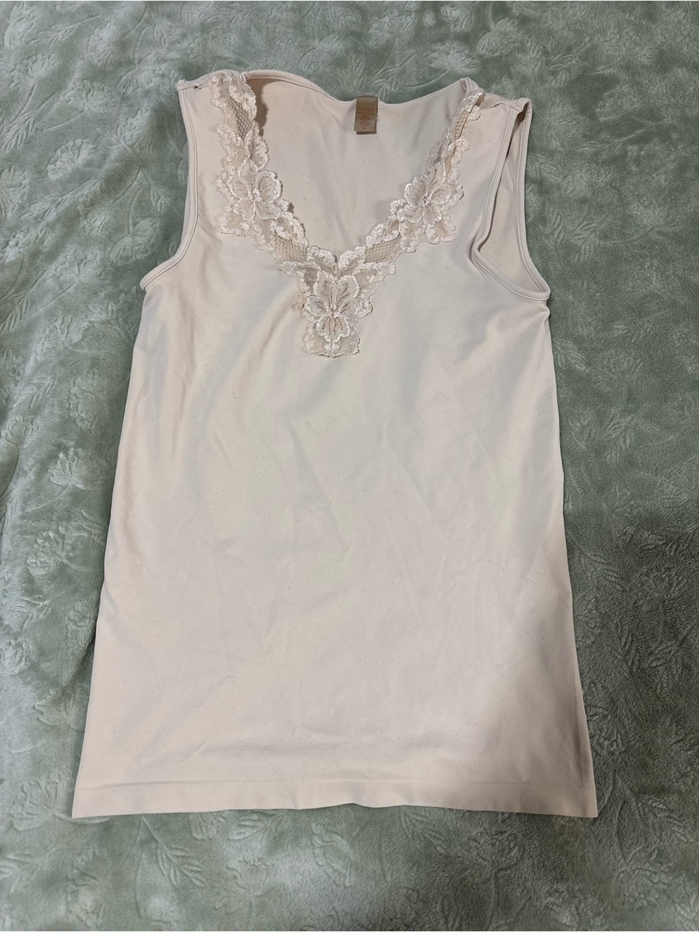 Women’s Lace-Trim Tank Top in Beige